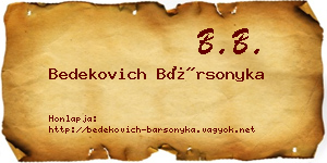 Bedekovich Bársonyka névjegykártya